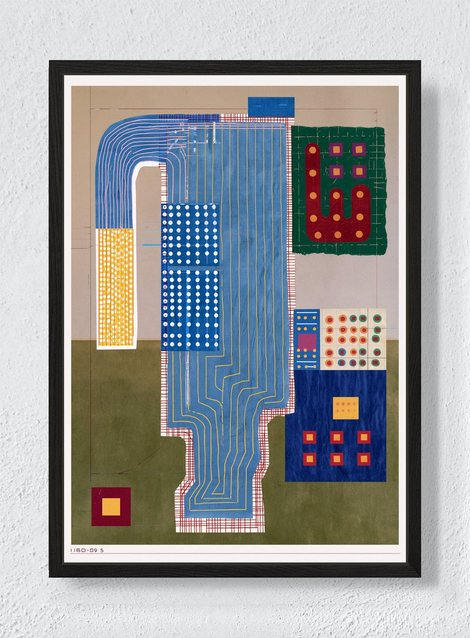 BLUE ROUTES THROUGH THE CITY - Black frame canvas