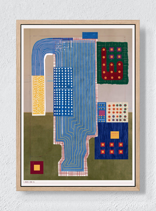 BLUE ROUTES THROUGH THE CITY - Natural frame canvas