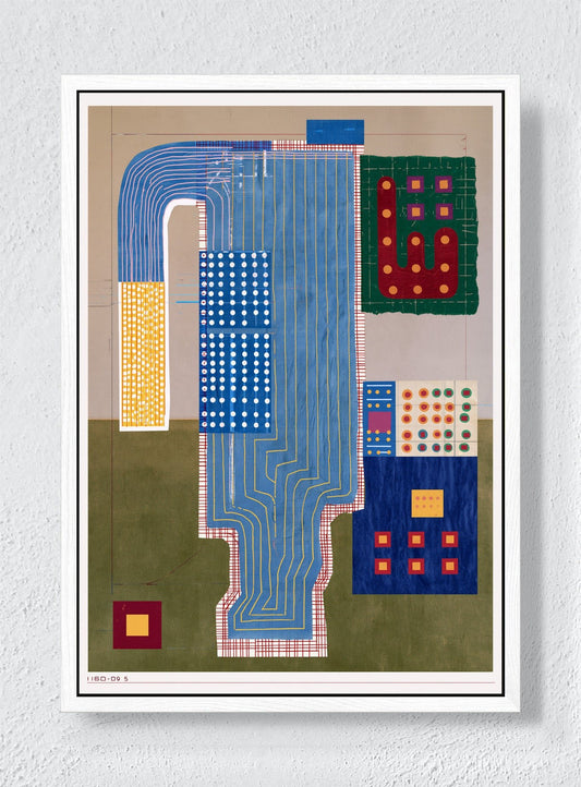 BLUE ROUTES THROUGH THE CITY - White frame canvas