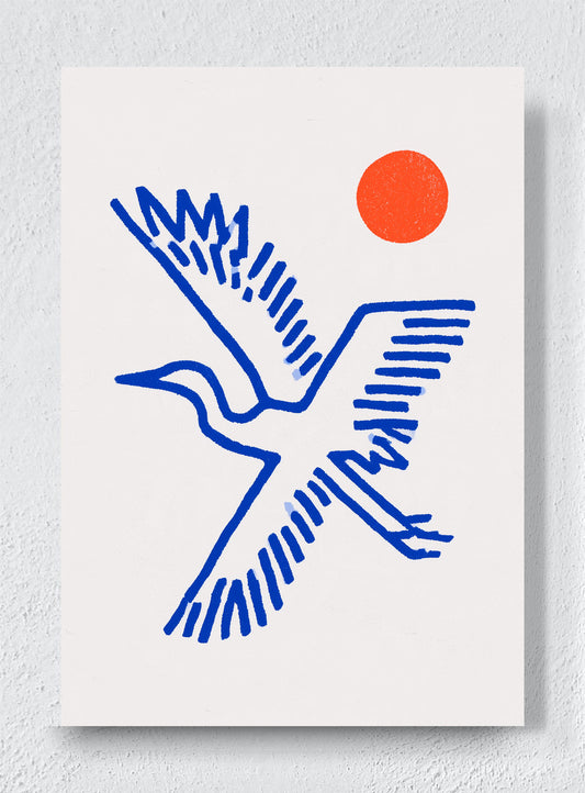BLUE WINGS RED SUN - Unframed canvas