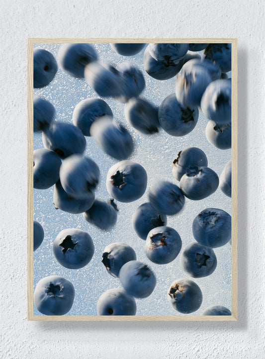BLUEBERRIES IN FLIGHT - Natural Frame
