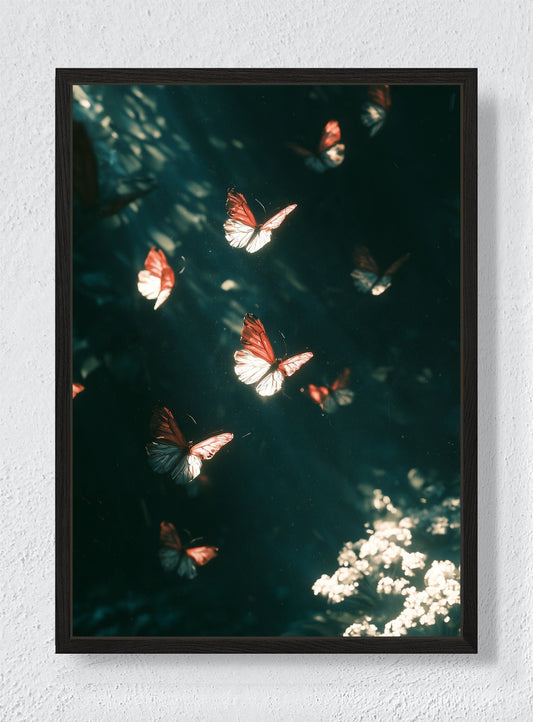 BUTTERFLIES AFTER DARK - Black frame canvas