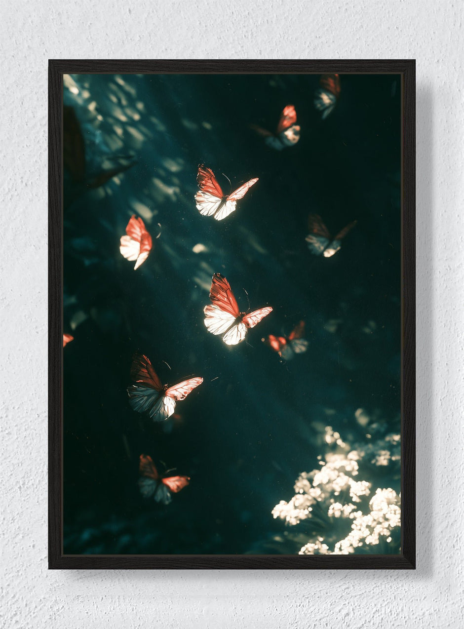 BUTTERFLIES AFTER DARK - Black frame canvas