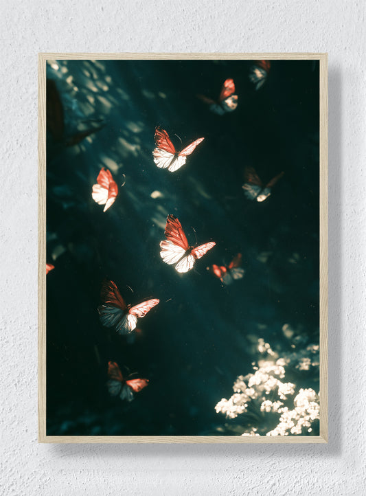 BUTTERFLIES AFTER DARK - Natural Frame