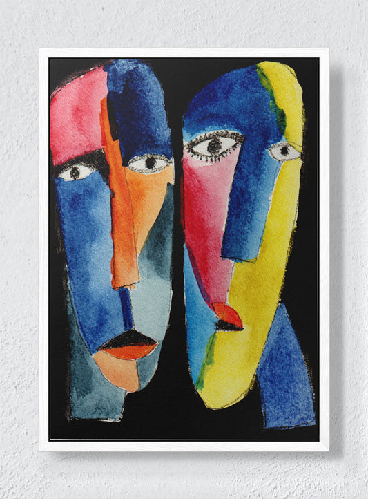 CHROMATIC VISAGES - White frame canvas