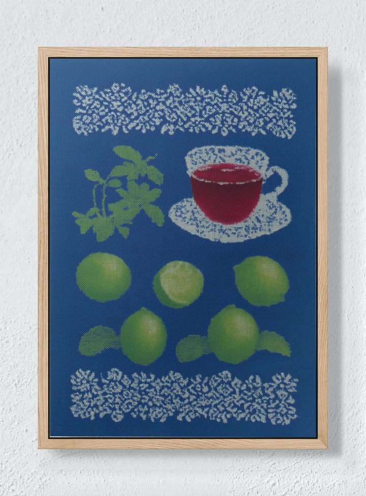 CITRUS SYMMETRY - Natural frame canvas
