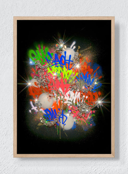 CITY INSIDE A SPARK - Natural frame canvas