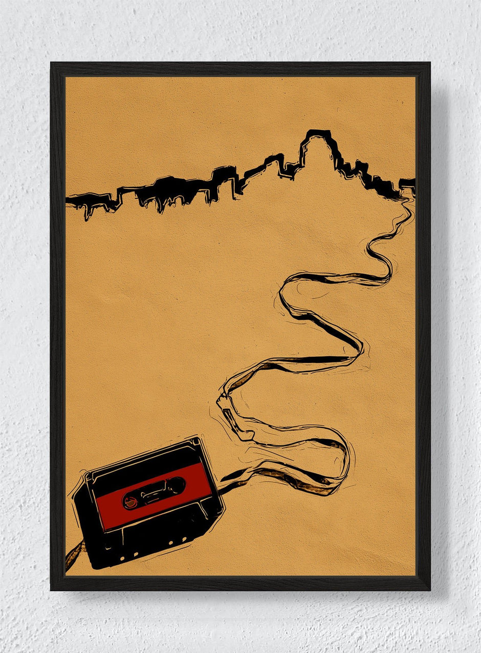 CITY ON TAPE - Black frame canvas