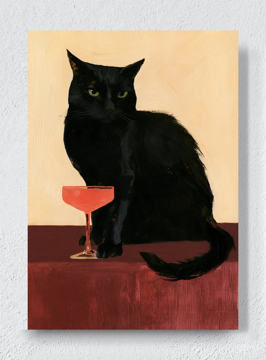 COCKTAIL HOUR CAT - Unframed canvas