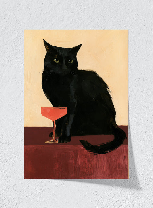 COCKTAIL HOUR CAT - Unframed