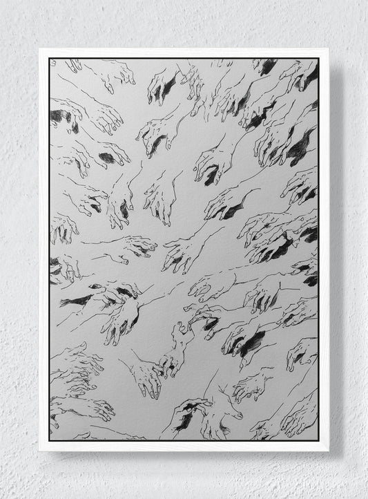 CROWD SURF - White frame canvas