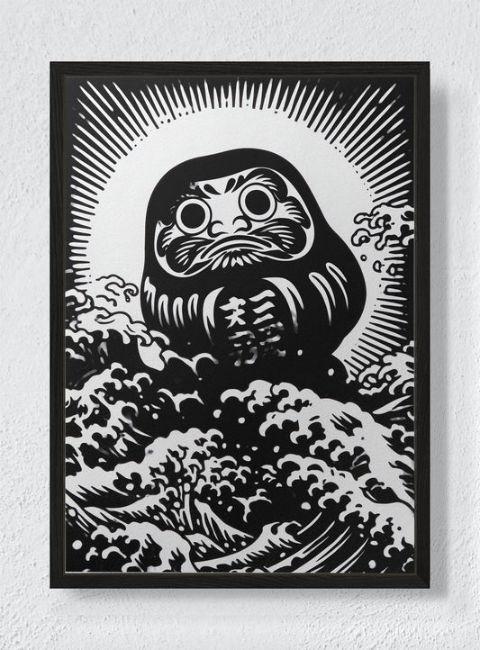 DARUMA'S VOYAGE - Black frame canvas