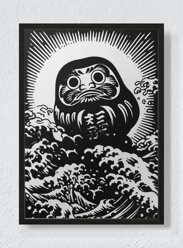 DARUMA'S VOYAGE - Black frame canvas