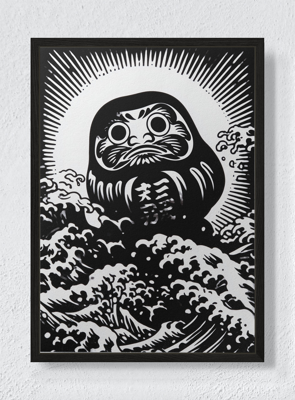 DARUMA'S VOYAGE - Black frame canvas