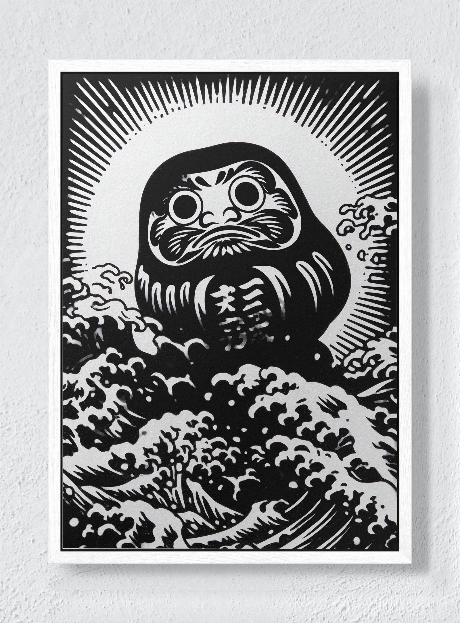 DARUMA'S VOYAGE - White frame canvas
