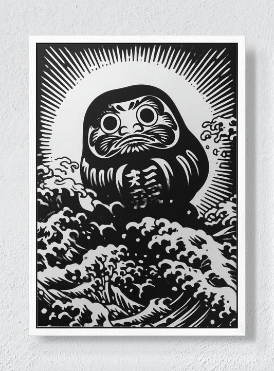 DARUMA'S VOYAGE - White frame canvas