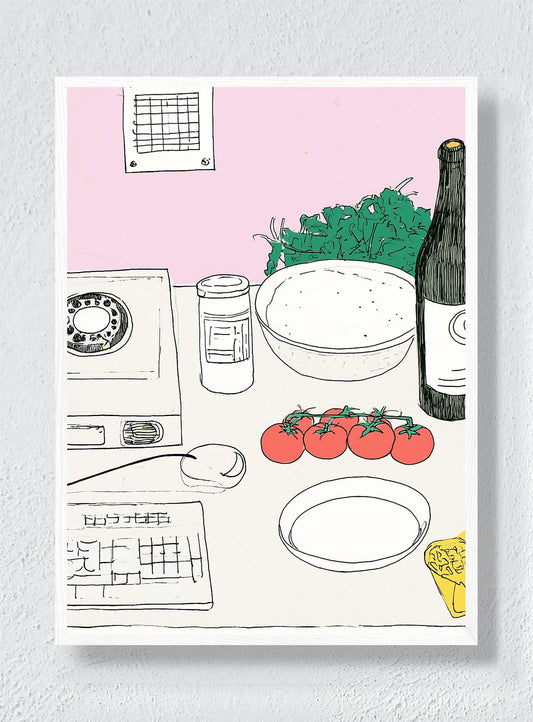 DINNER BEFORE THE PHONE RINGS - White Frame