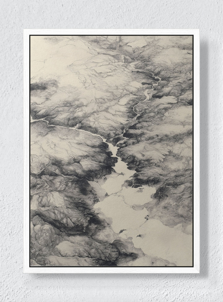 EARTH'S SCARS - White frame canvas