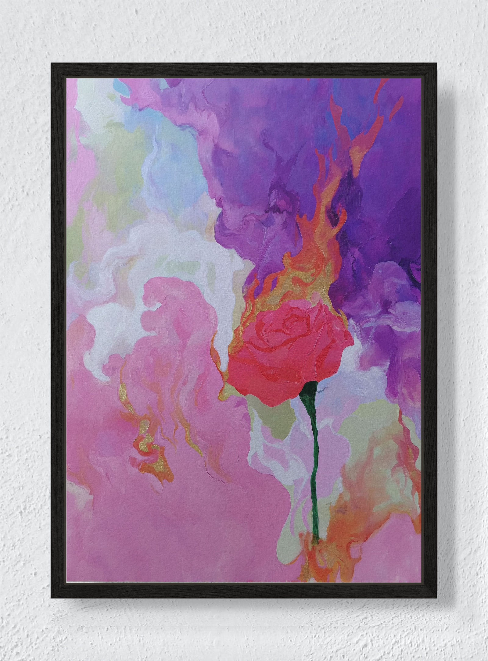 EMBER FLOWER - Black frame canvas