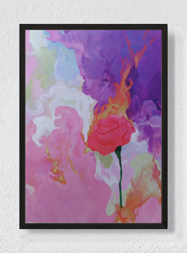 EMBER FLOWER - Black frame canvas