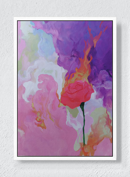 EMBER FLOWER - White frame canvas