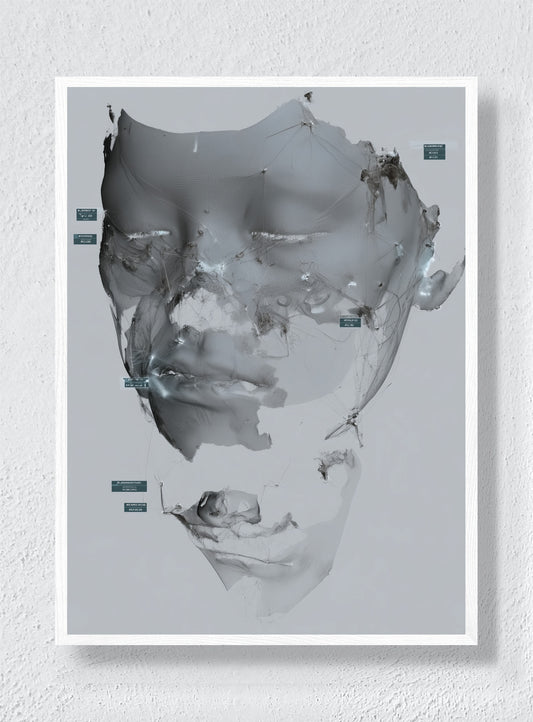 FACE BETWEEN FRAGMENTS - White Frame