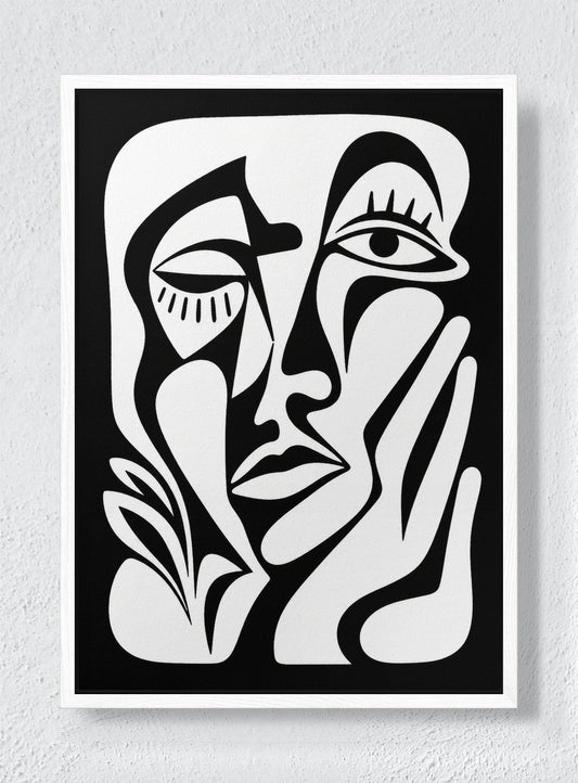 FACE STUDY - White frame canvas