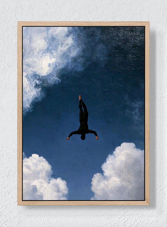 FALLING INTO THE BLUE - Natural frame canvas