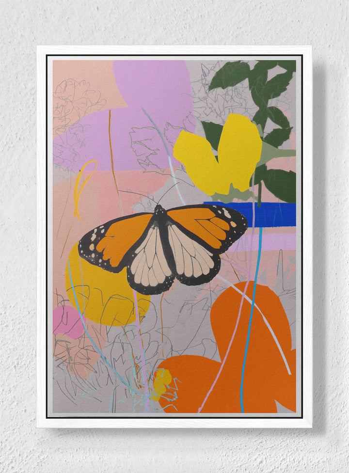 FLIGHT ACROSS A BUSY MIND - White frame canvas