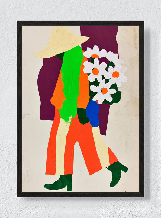 FLOWERS ON THE WAY HOME - Black frame canvas