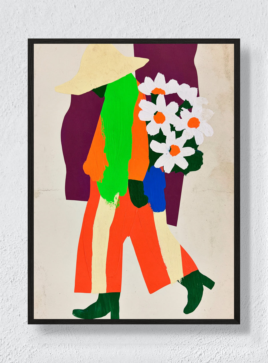 FLOWERS ON THE WAY HOME - Black Frame