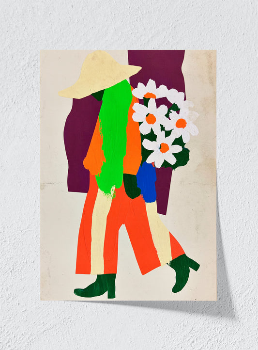 FLOWERS ON THE WAY HOME - Unframed