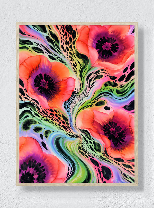 FLOWERS WHERE THE PATTERN BREAKS - Natural Frame