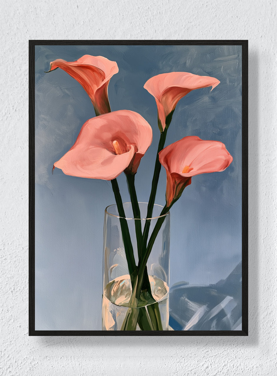 FOUR LILIES AT DUSK - Black Frame