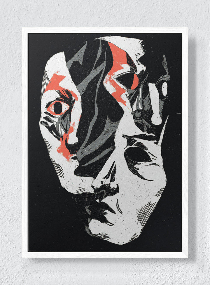 FRACTURED IDENTITY - White frame canvas