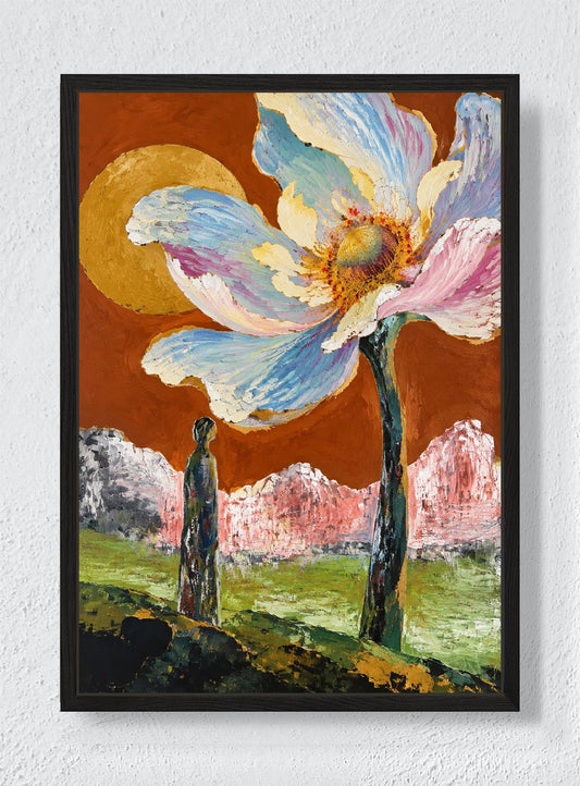 GIANT BLOOM, SMALL WITNESS - Black frame canvas