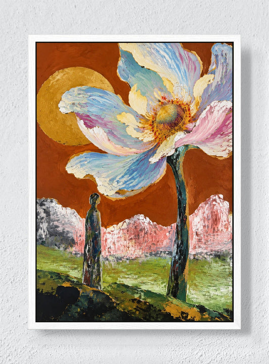 GIANT BLOOM, SMALL WITNESS - White frame canvas