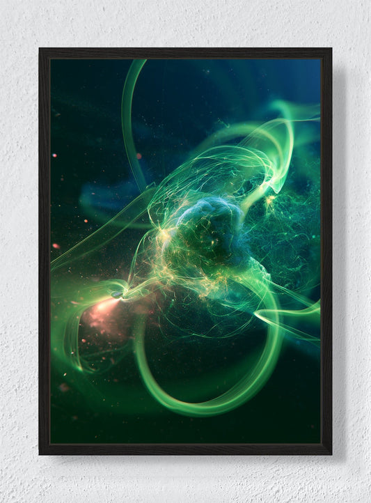 GREEN LIGHT IN MOTION - Black frame canvas