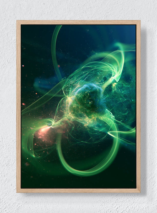 GREEN LIGHT IN MOTION - Natural frame canvas