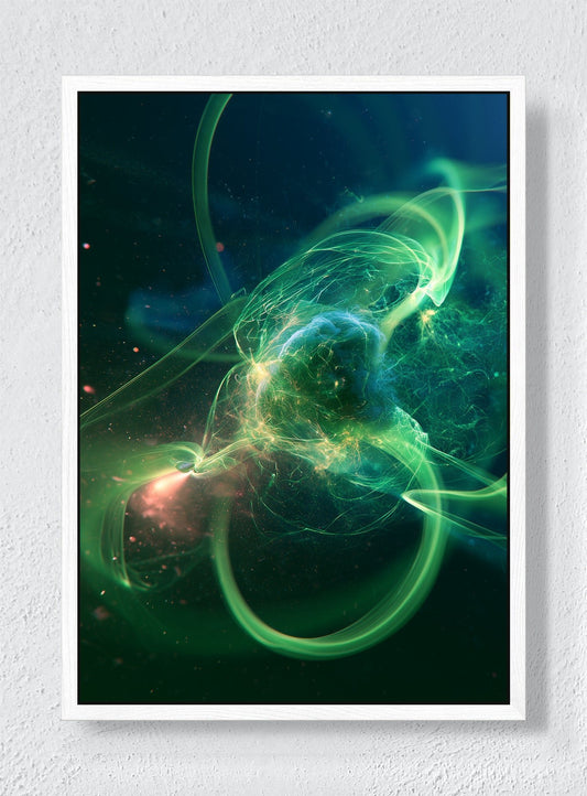 GREEN LIGHT IN MOTION - White frame canvas