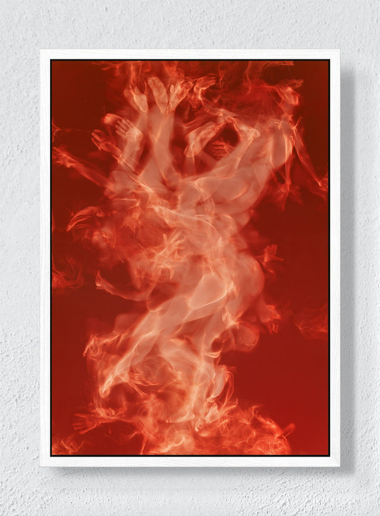 HANDS IN THE HEAT - White frame canvas