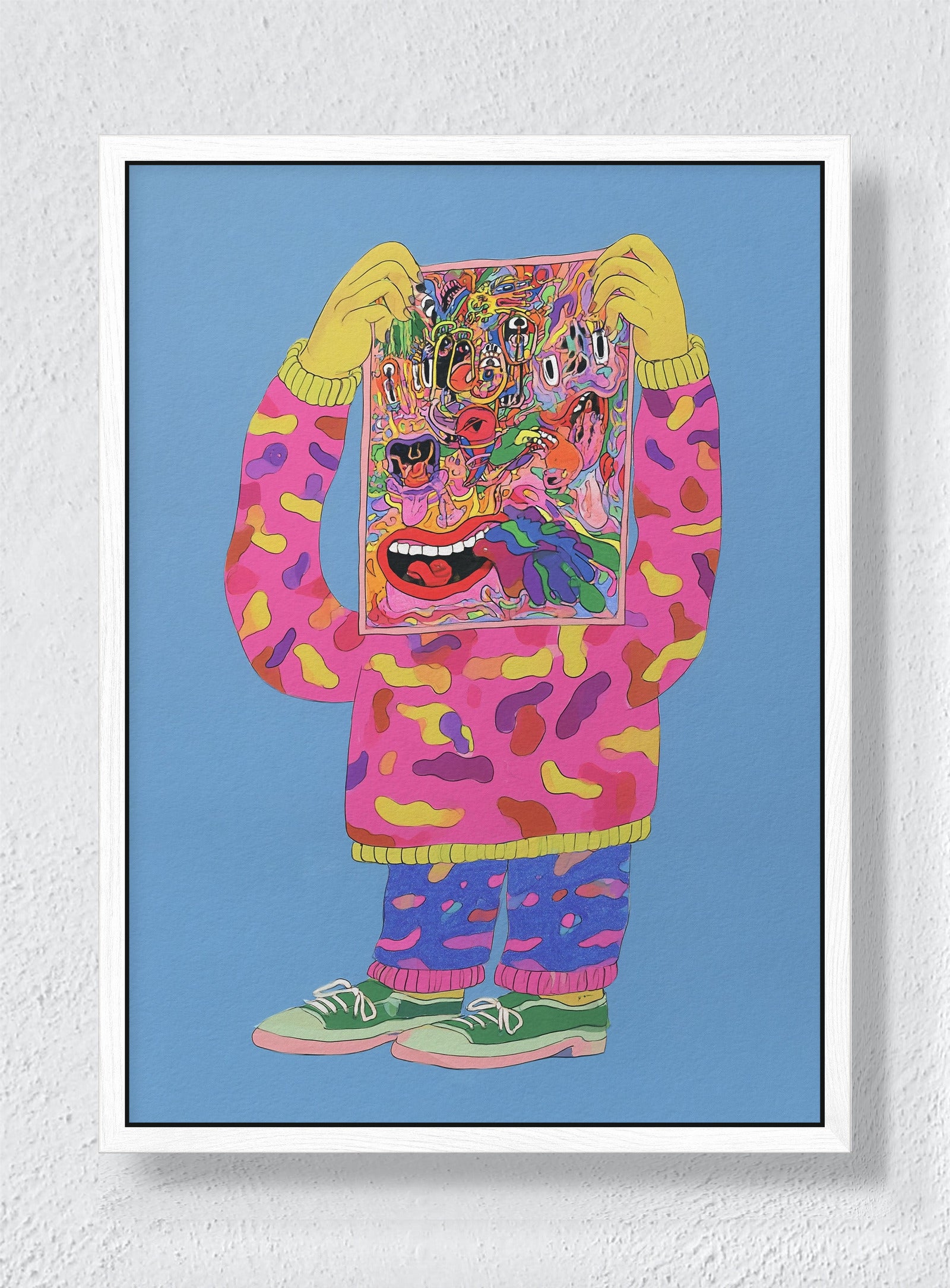 HIDING BEHIND THE NOISE - White frame canvas