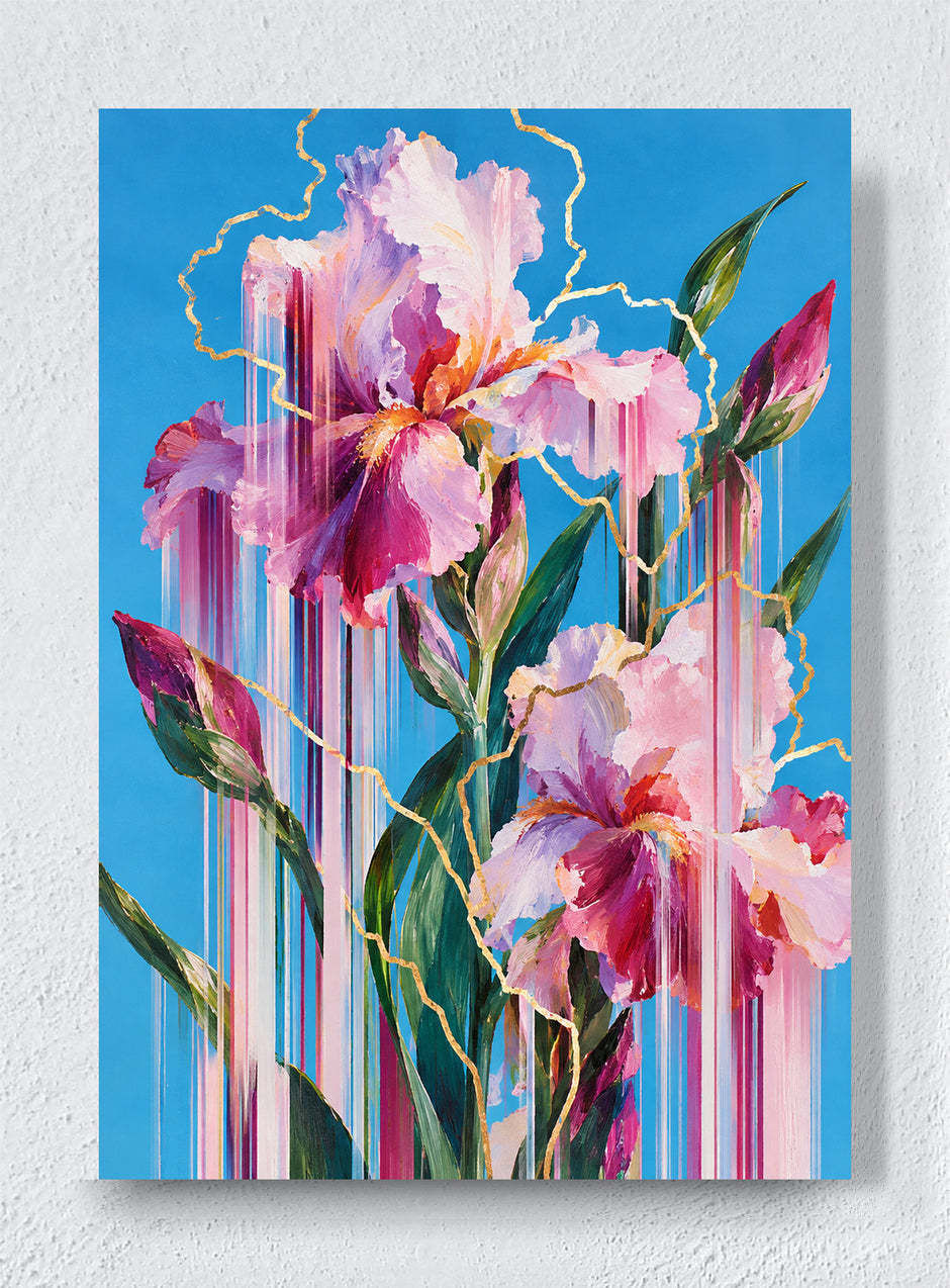 IRISES WITH GOLDEN FAULT LINES - Unframed canvas