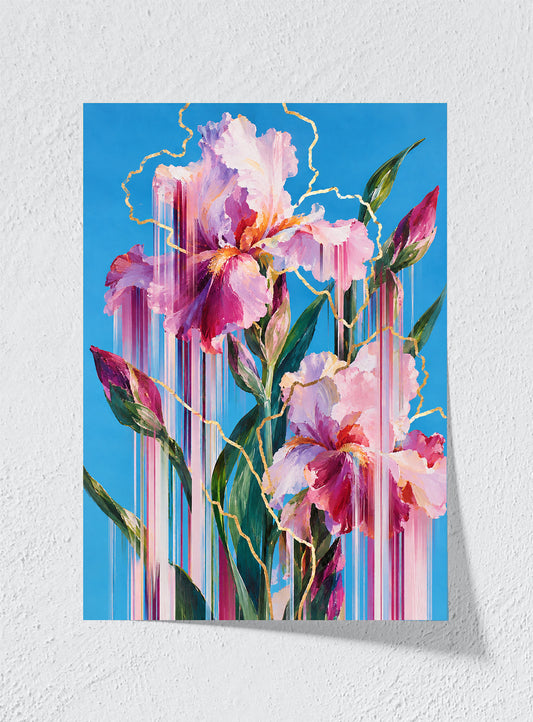 IRISES WITH GOLDEN FAULT LINES - Unframed