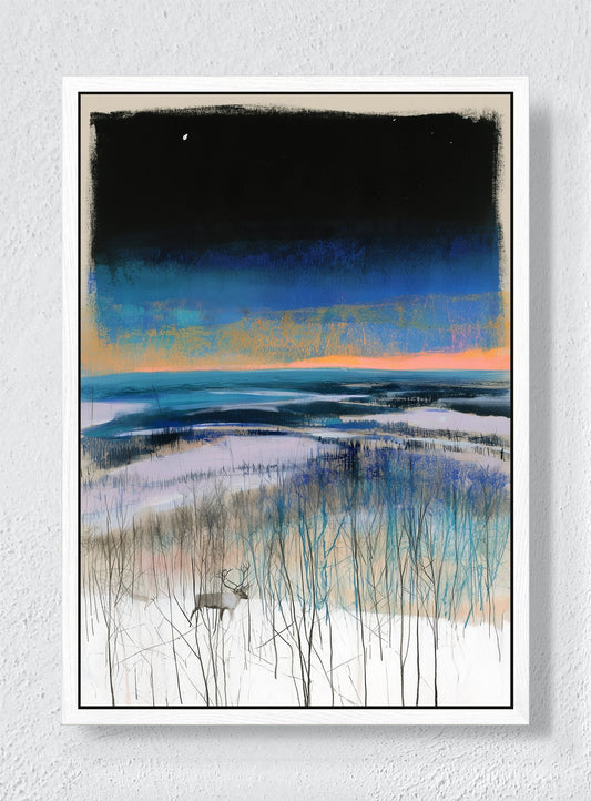 LAST LIGHT ON THE DUNES - White frame canvas