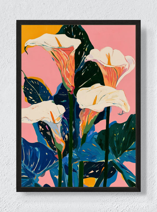 LILIES IN THE PINK - Black frame canvas