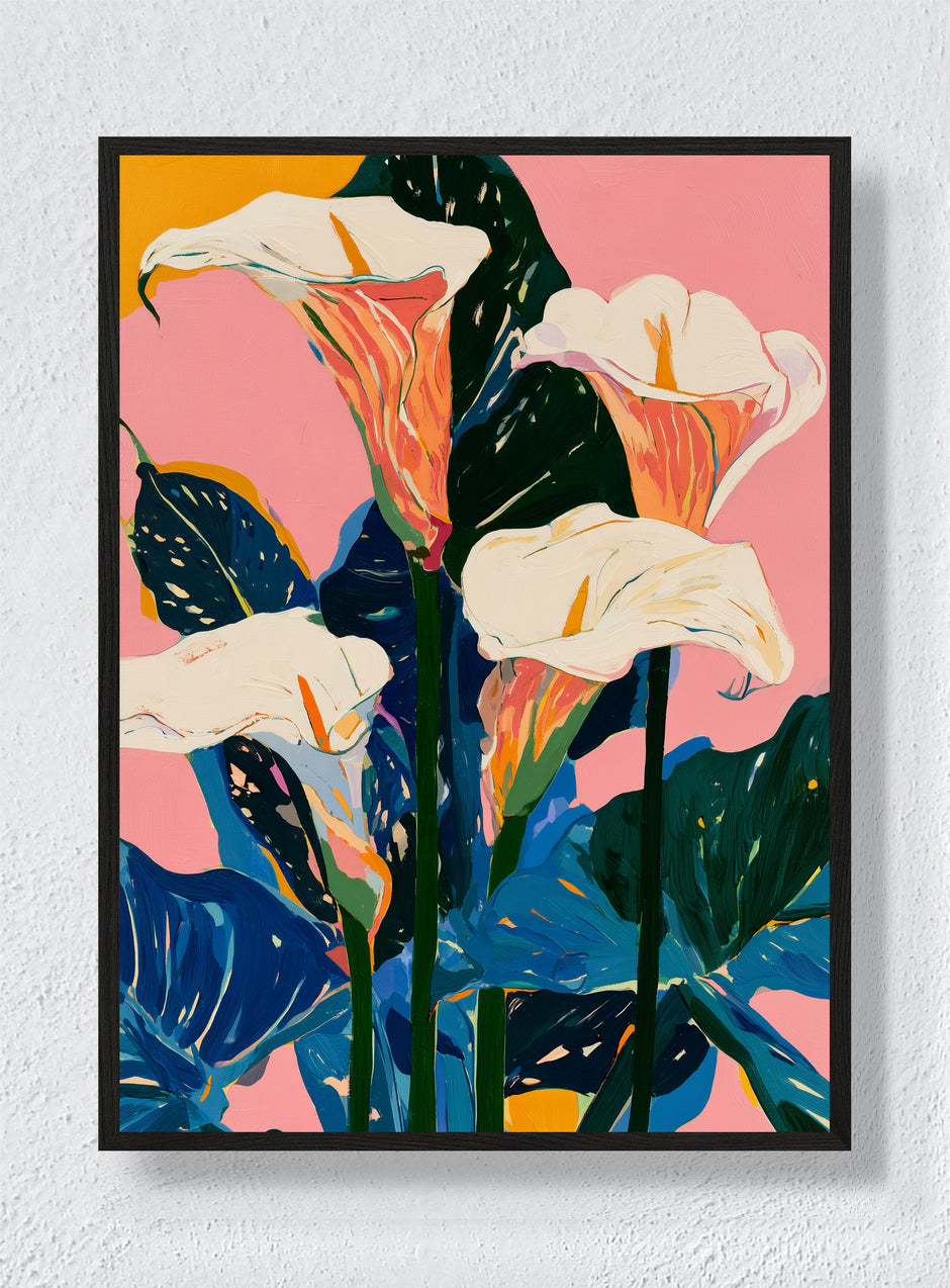 LILIES IN THE PINK - Black Frame