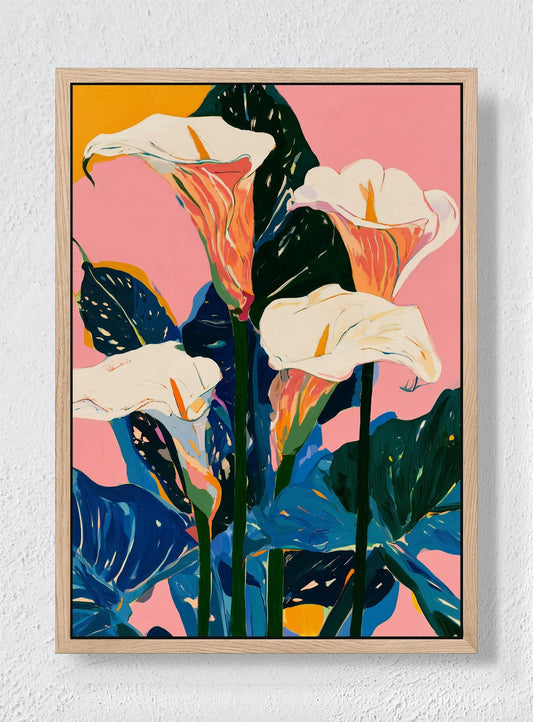 LILIES IN THE PINK - Natural frame canvas