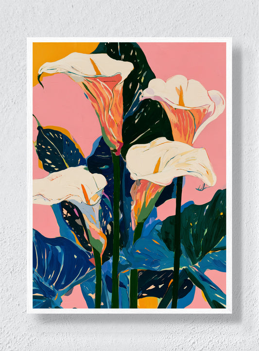 LILIES IN THE PINK - White Frame