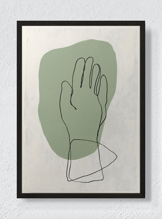 LINE AND LEAF - Black frame canvas